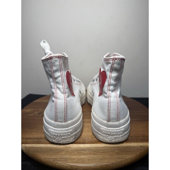 Converse All Star High Top Platform 171209C Women’s Size 7.5 Red Heart White - Picture 4 of 8